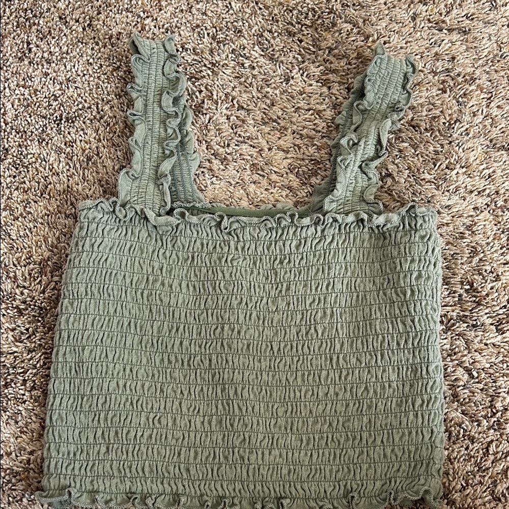Green Ruffled Women's Top